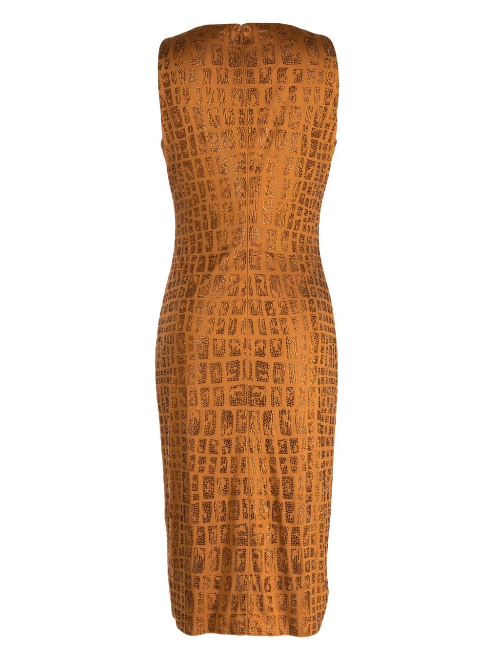 Shop Versace Medusa '95 Rhinestone-embellished Dress In Brown