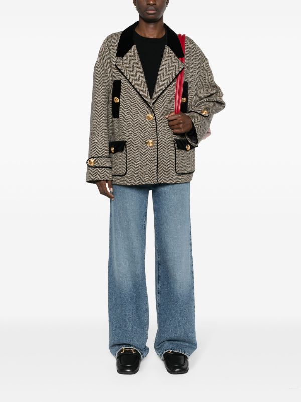 Gucci Herringbone single-breasted Coat - Farfetch