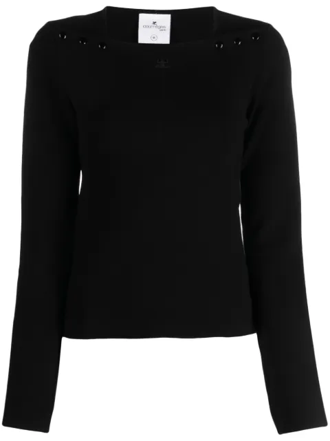 Courrèges logo-embroidered square-neck sweatshirt
