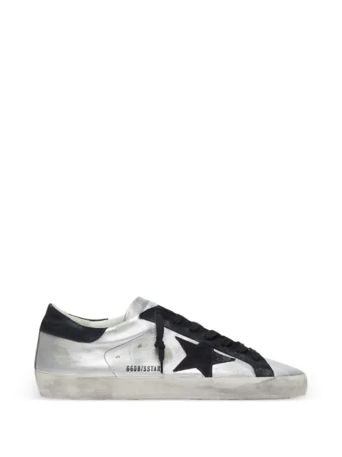 Golden Goose Super-Star trainers in silver leather
