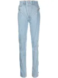 Mugler Spiral high-rise zip-embellished skinny jeans - Blue