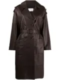 Yves Salomon double-breasted leather trench coat - Brown