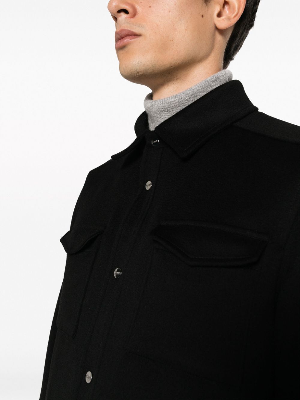 Shop Herno Button-up Shirt Jacket In Black