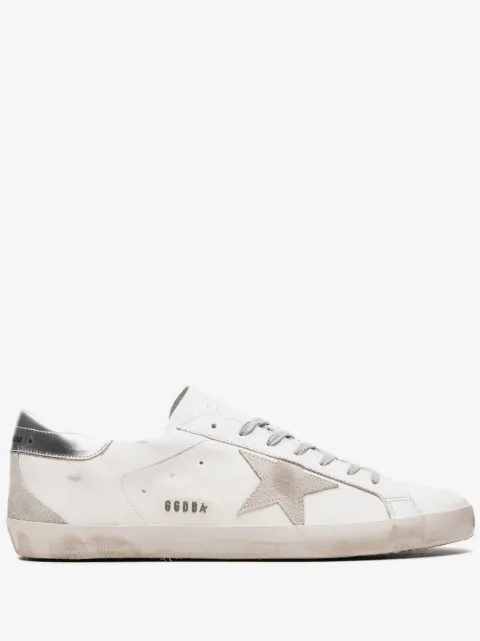 Golden Goose Super-Star trainers with silver heels tab and lettering