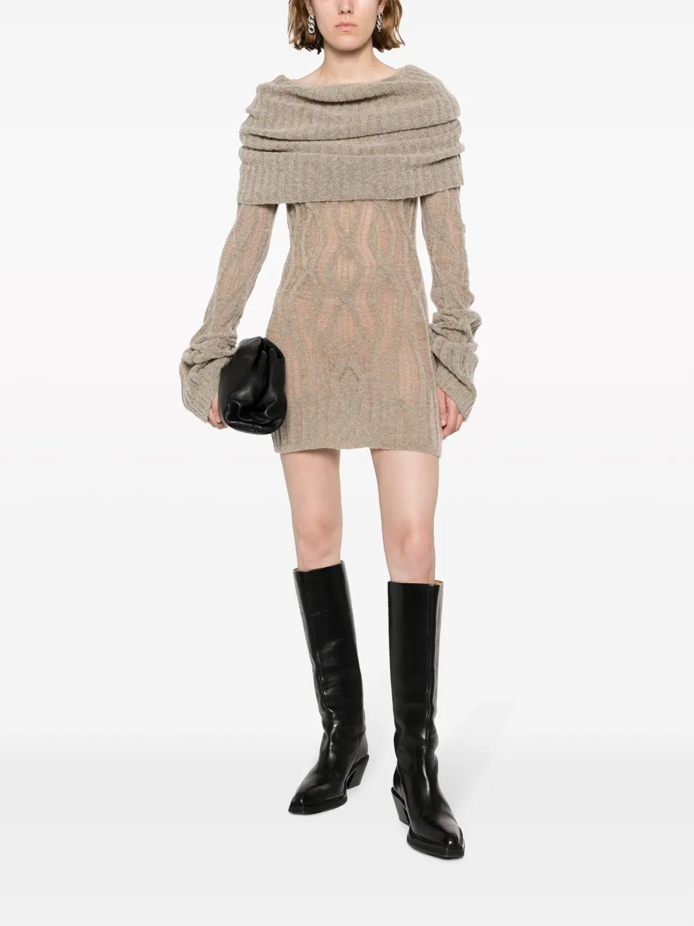Jean Paul Gaultier Kabelgebreide mini-jurk - Beige