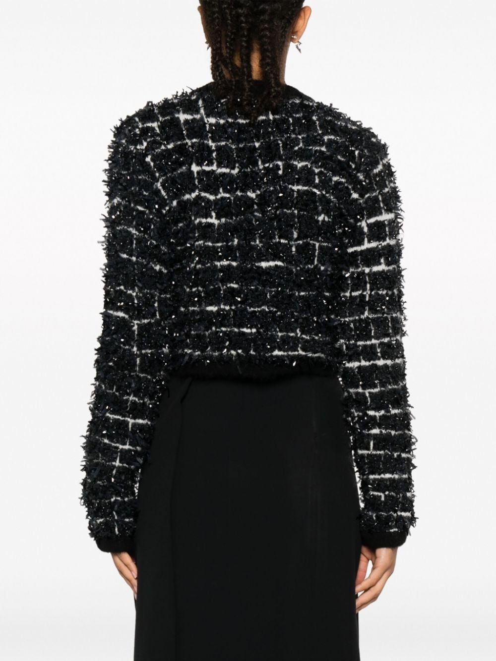 Shop Versace Abstract-print Brushed Cardigan In Black
