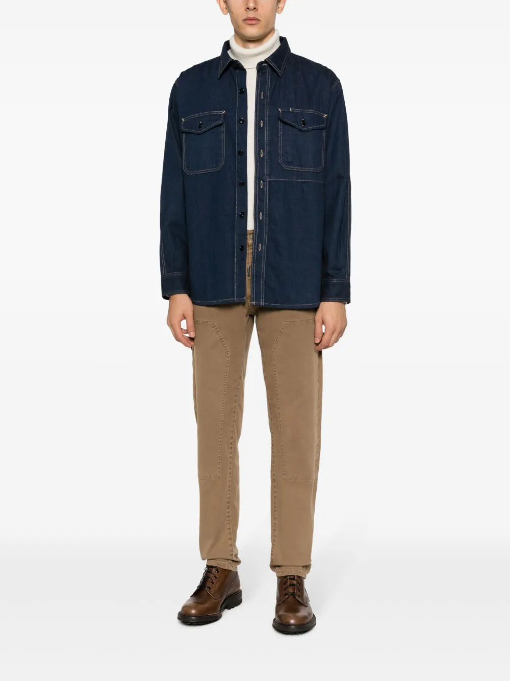 Filson pointed-collar long-sleeve denim shirt - Blauw