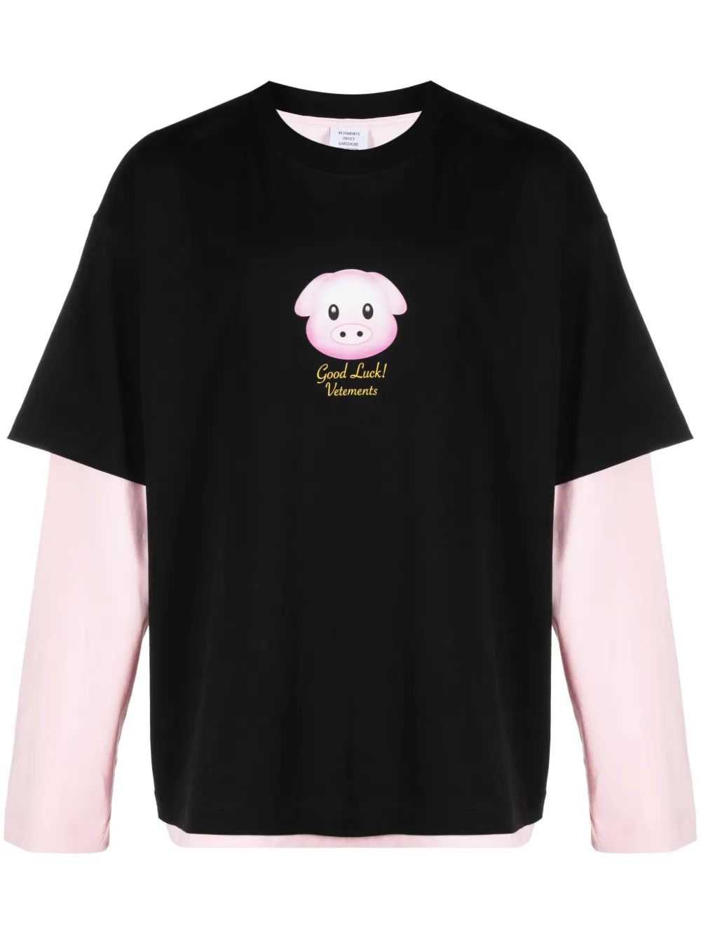 VETEMENTS Lucky Pig Layered Cotton T shirt Farfetch