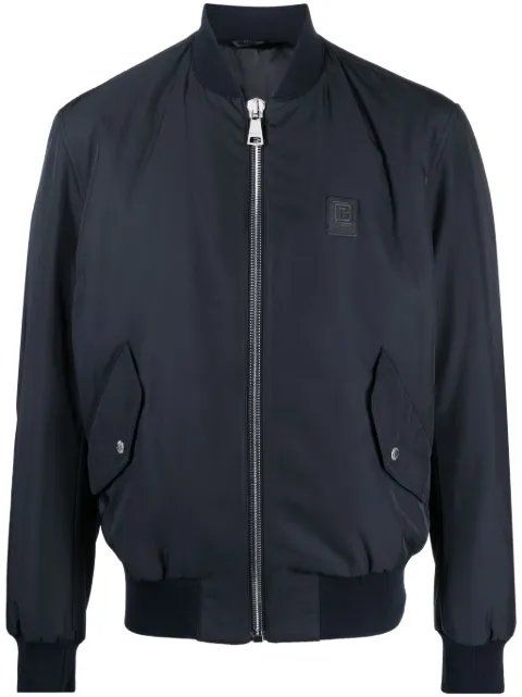 Balmain logo-applique zipped bomber jacket Men
