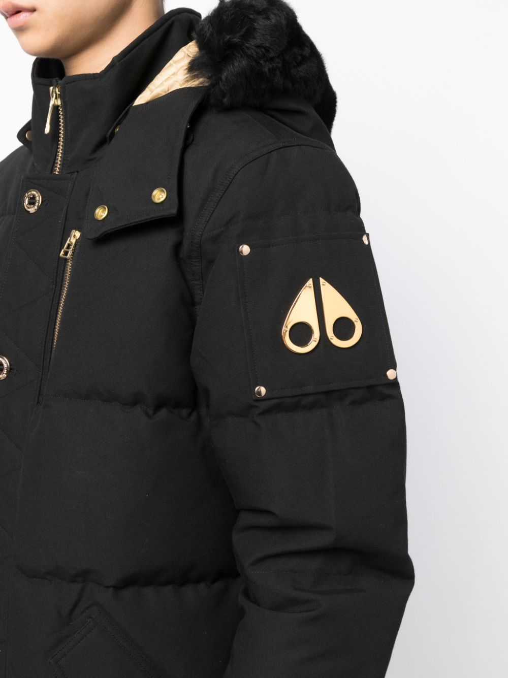 Shop Moose Knuckles 3q Detachable-hood Padded Jacket In Black