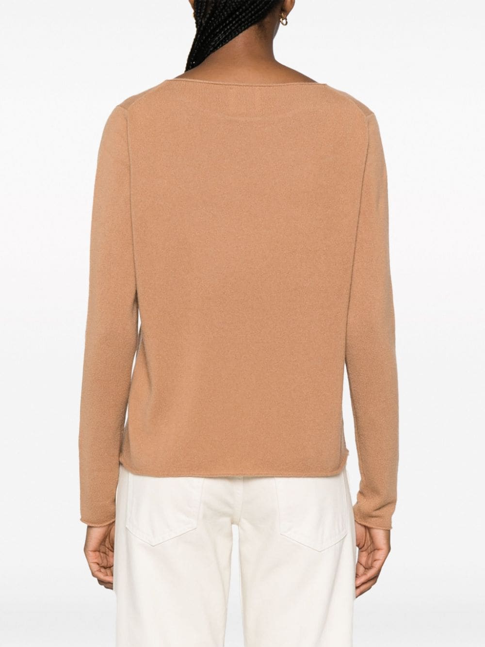 Shop Allude Wide-neck Cashmere Top In Brown