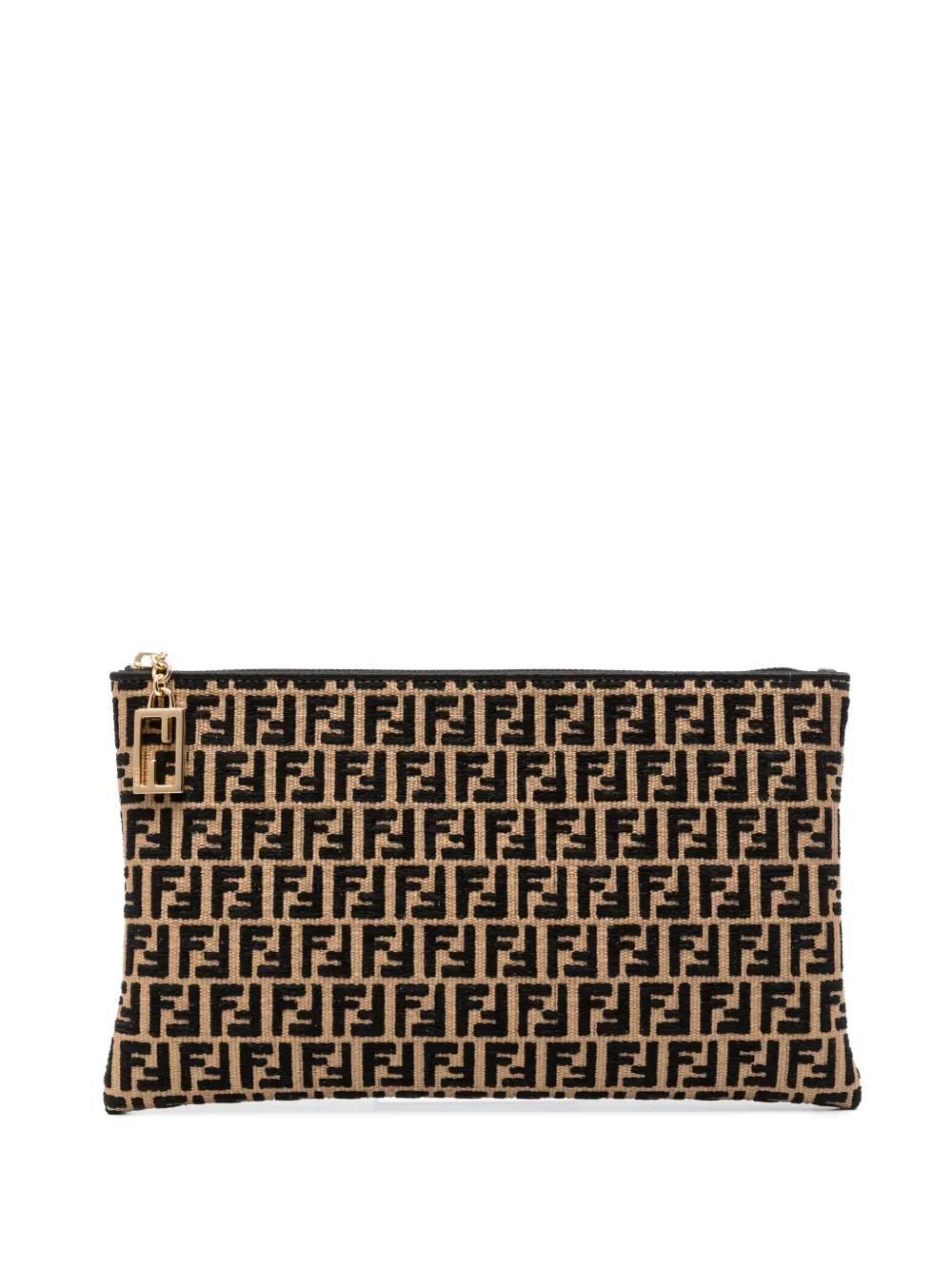 FENDI Clutch met FF-logo Beige