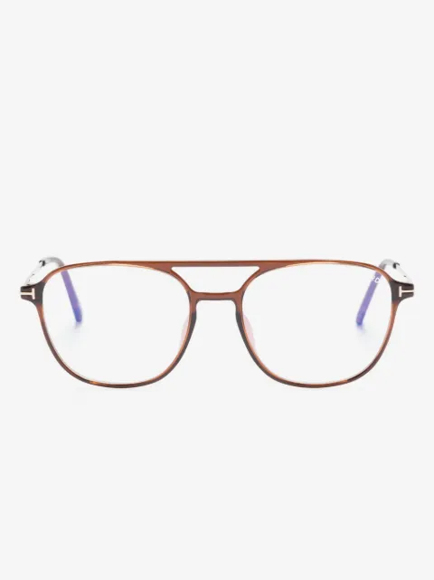 TOM FORD Eyewear tortoiseshell-effect pilot-frame glasses