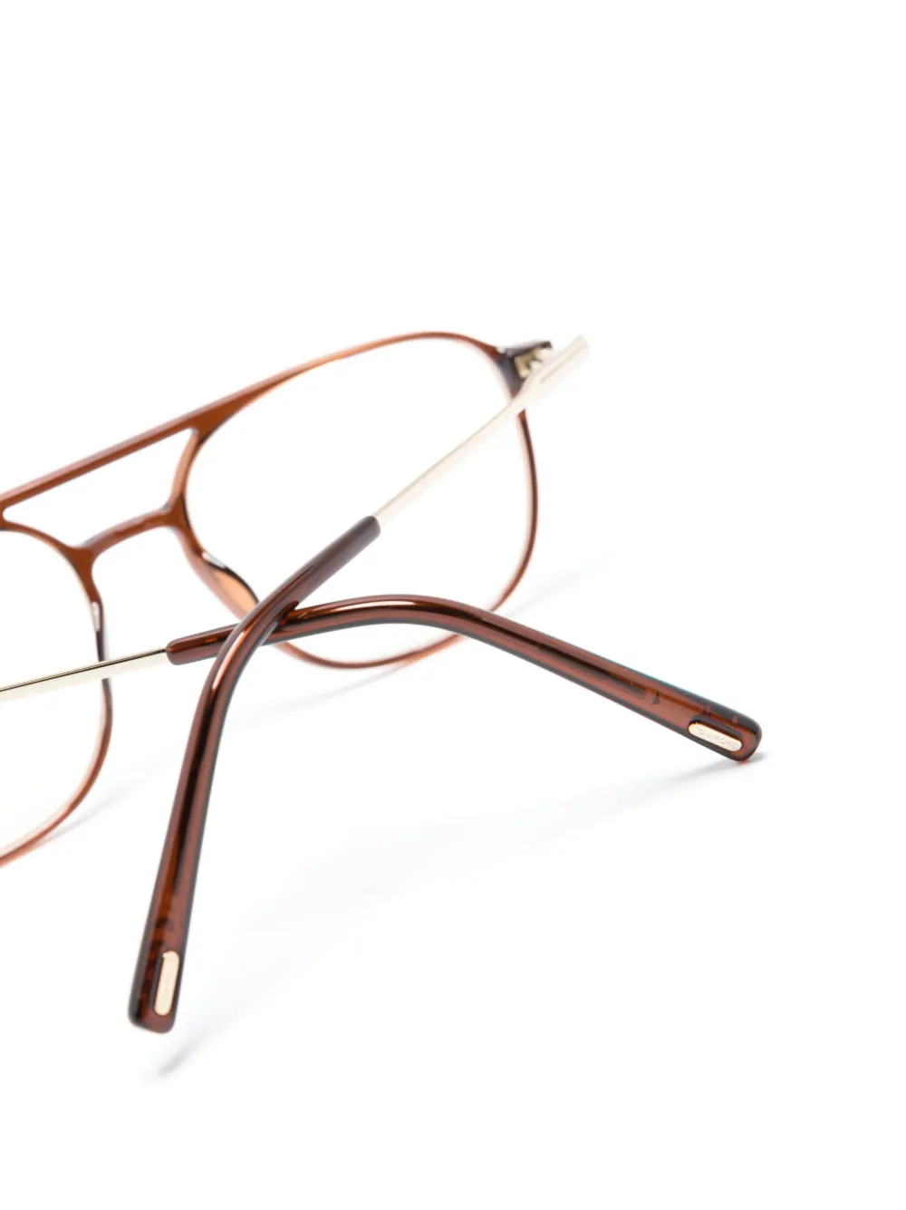 Tom Ford Tortoiseshell-effect Pilot-frame Glasses In Braun