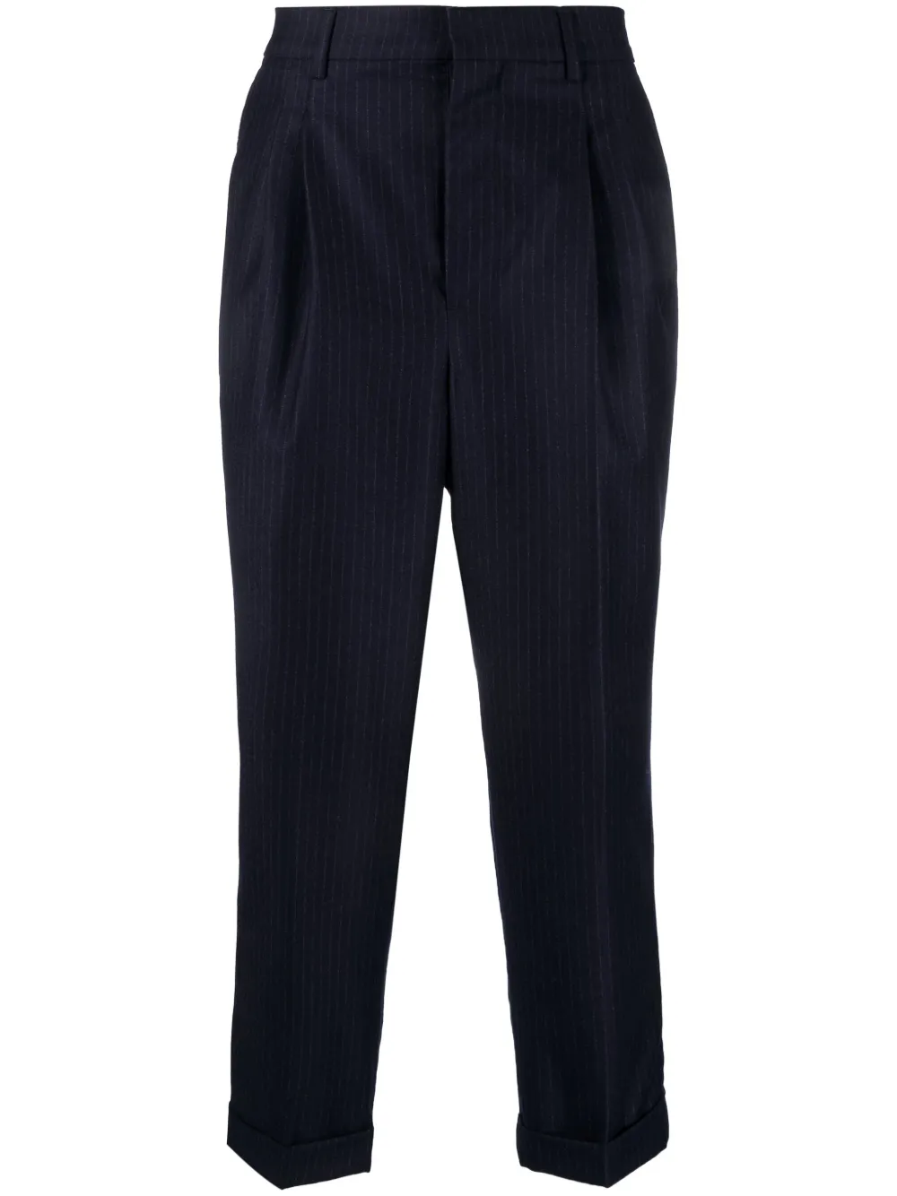 AMI ALEXANDRE MATTIUSSI PINSTRIPED TAILORED CROPPED TROUSERS