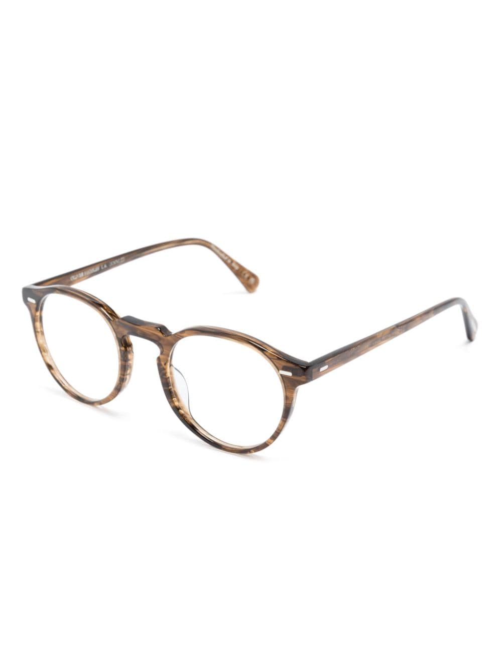 Shop Oliver Peoples Patterned Round-frame Glasses In Brown