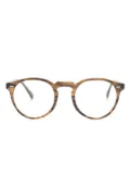 Oliver Peoples patterned round-frame glasses - Brown