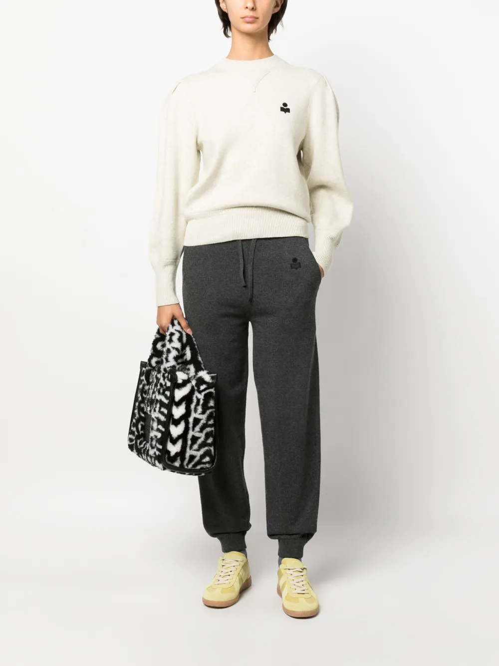 MARANT ÉTOILE Kira mélange-effect knitted track pants - Grijs