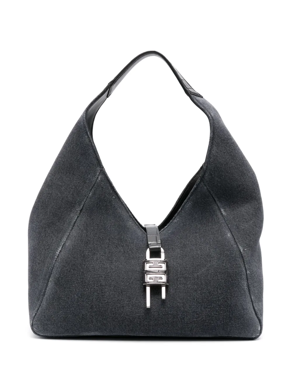 Shop Givenchy Medium G-hobo Denim Shoulder Bag In Grey