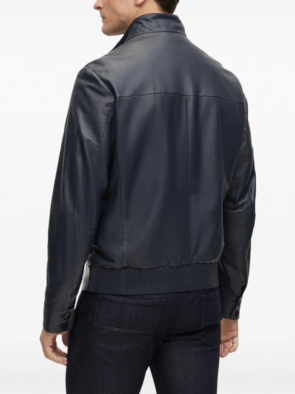 BOSS Leren jack Zwart