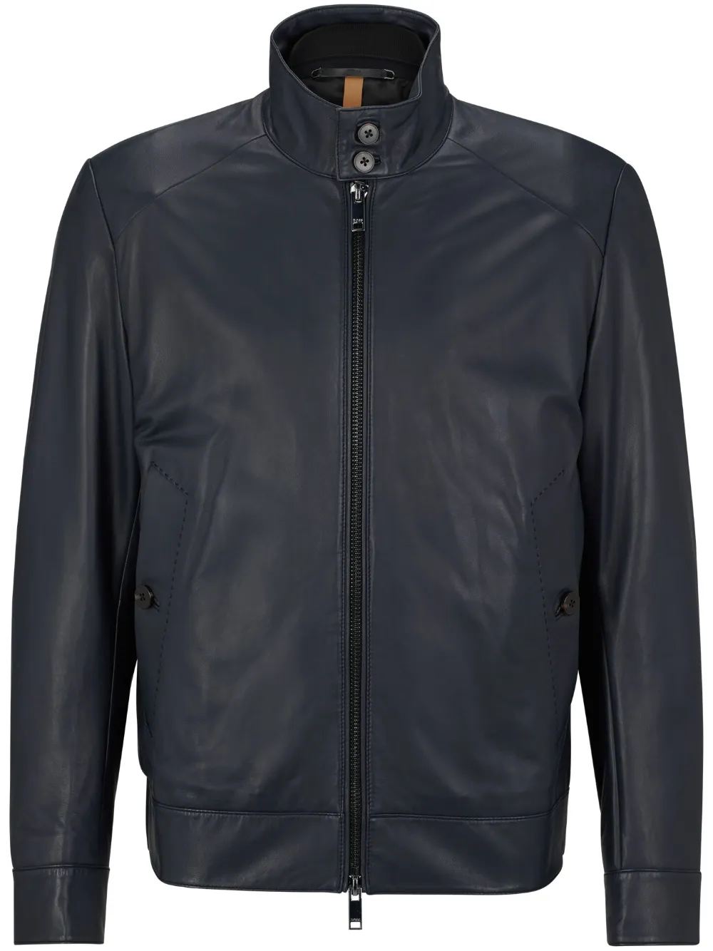 BOSS Leren jack Zwart