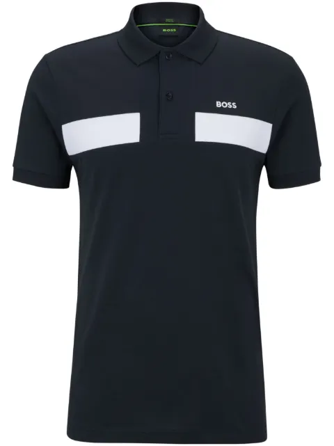 BOSS Camisa polo com logo e listras