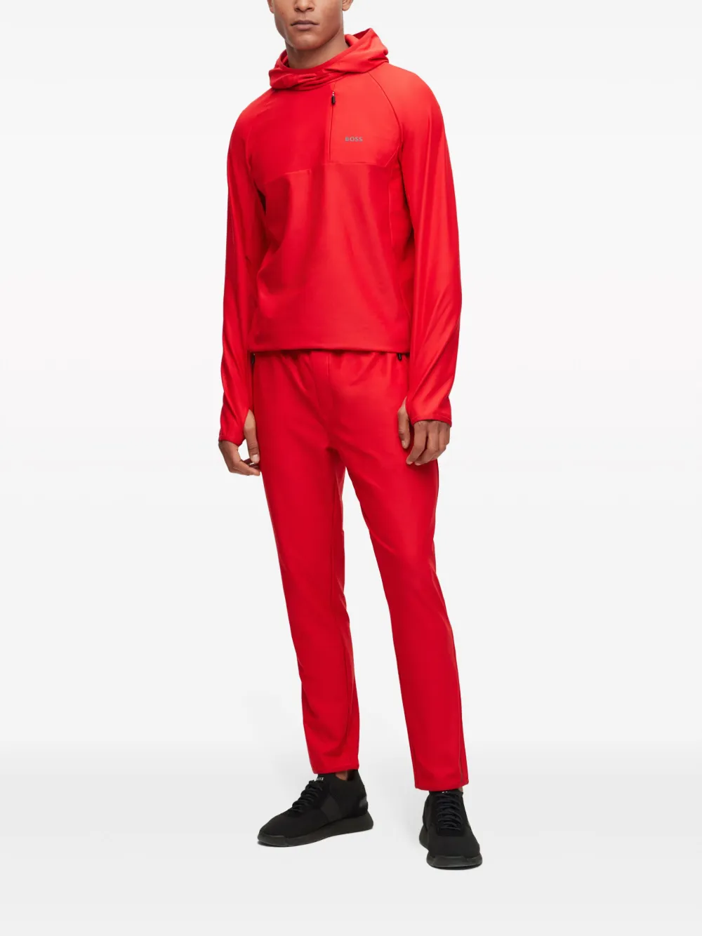 BOSS Hoodie met reflecterend detail - Rood