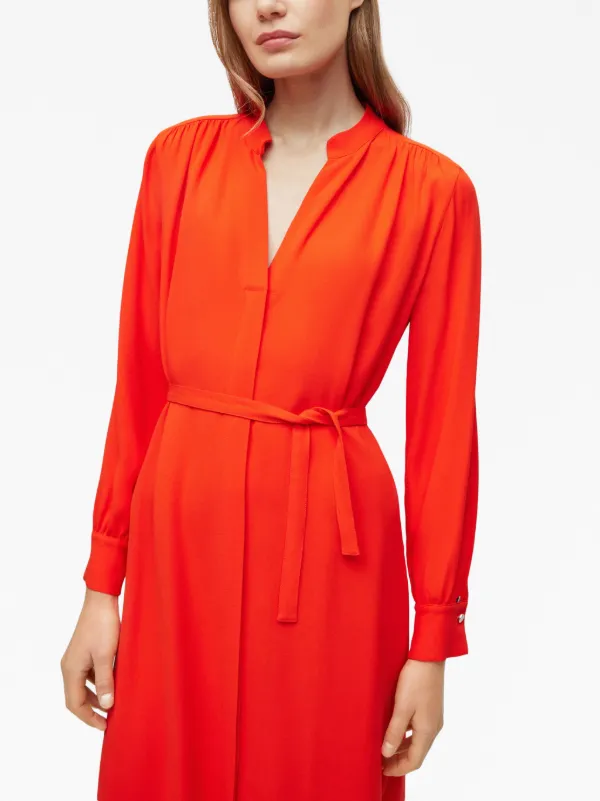Jil Sander ボタン シャツドレス ワンピース オレンジ BOSS タイウエスト シャツドレス | オレンジ | FARFETCH JP