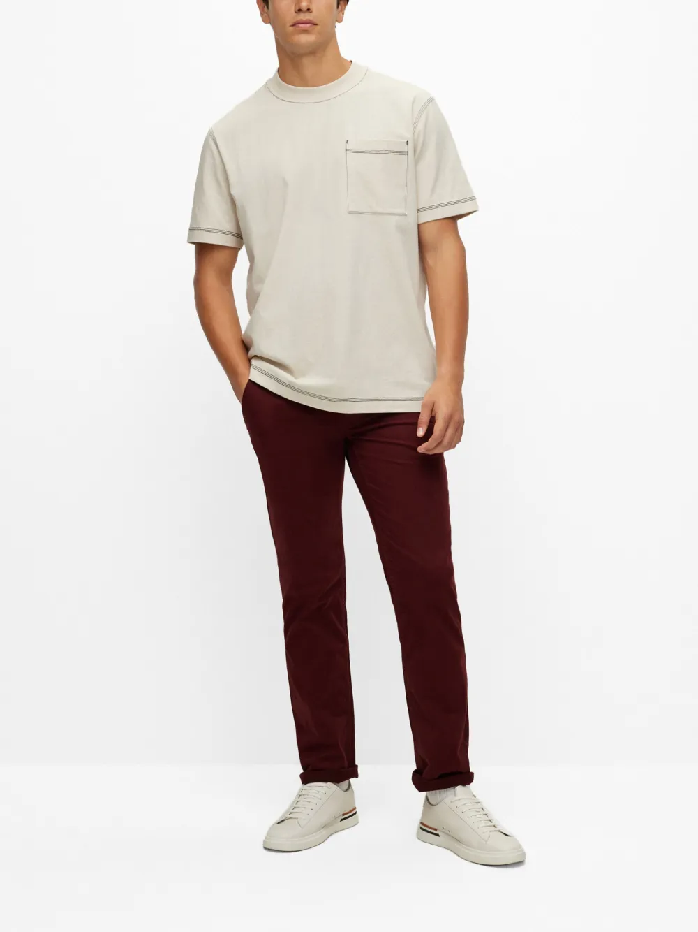 BOSS Calça com patch de logo | Calça reta | Image 2