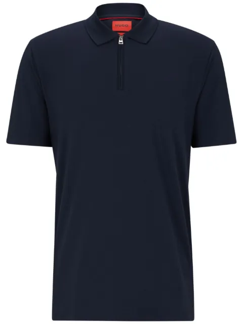 HUGO zip-up short-sleeve piqué polo shirt