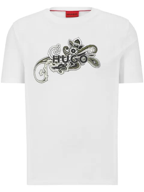 HUGO Camiseta com estampa paisley de logo