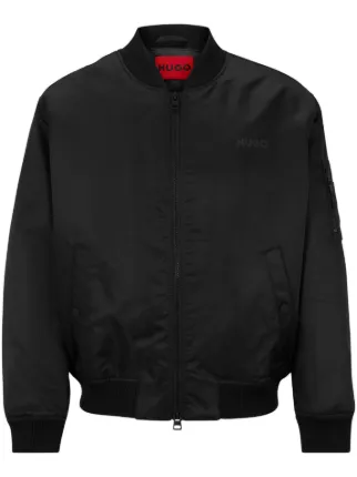 HUGO logo-print zip-up Bomber Jacket - Farfetch