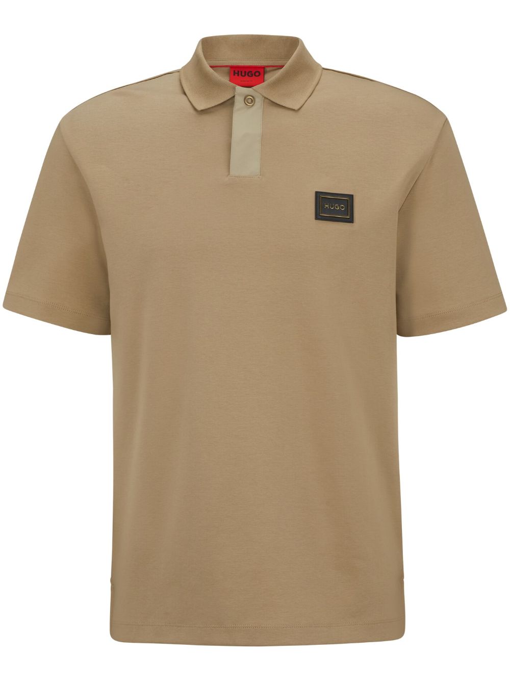 Hugo Logo-patch Cotton Polo Shirt In Nude