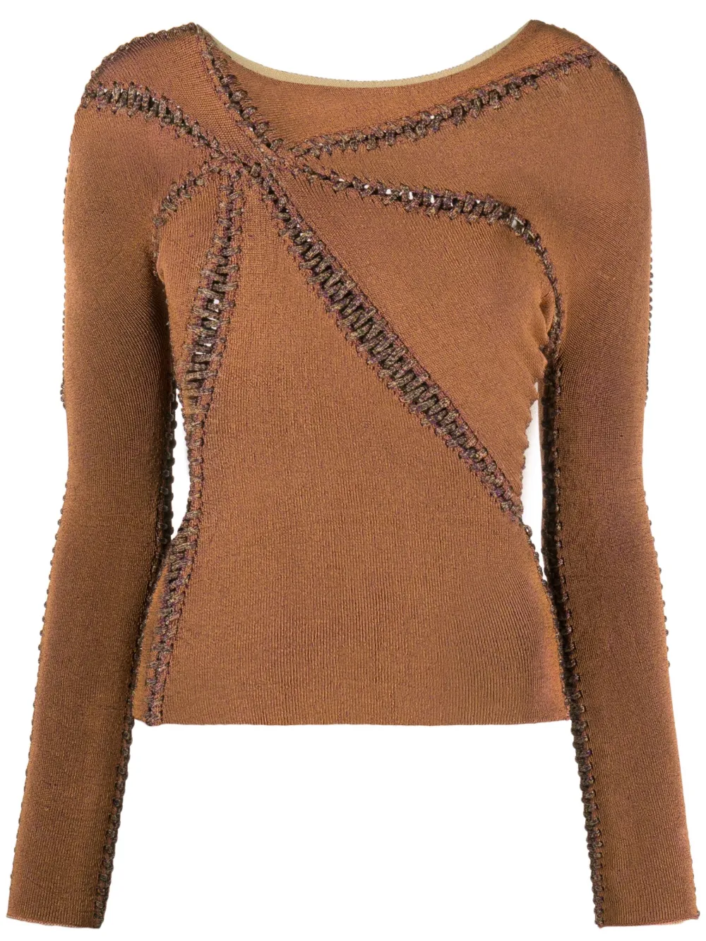 Isa Boulder Starfish contrast-stitching top | Brown | Image 1
