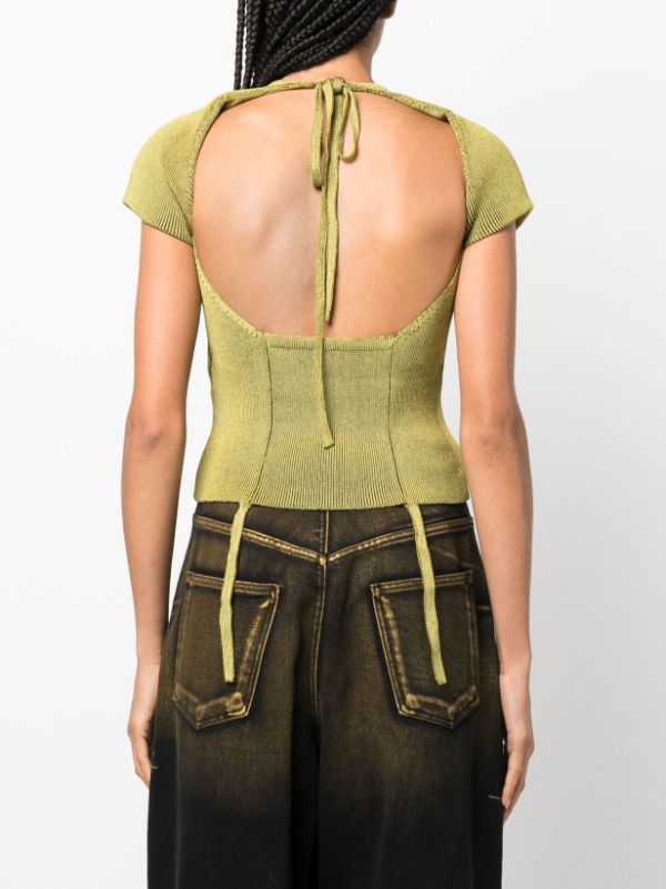 Louis Vuitton Ribbed Knit Crop Top Green. Size L0