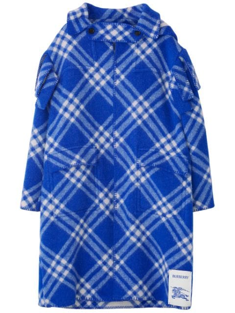 Burberry plaid-check wool blanket cape