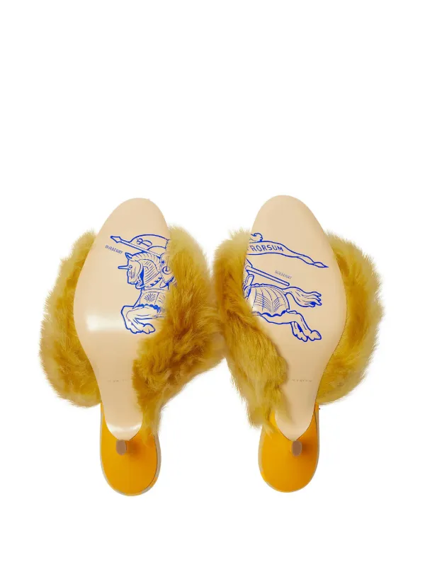 Burberry 60mm Shearling open-toe Sandals | Yellow | FARFETCH