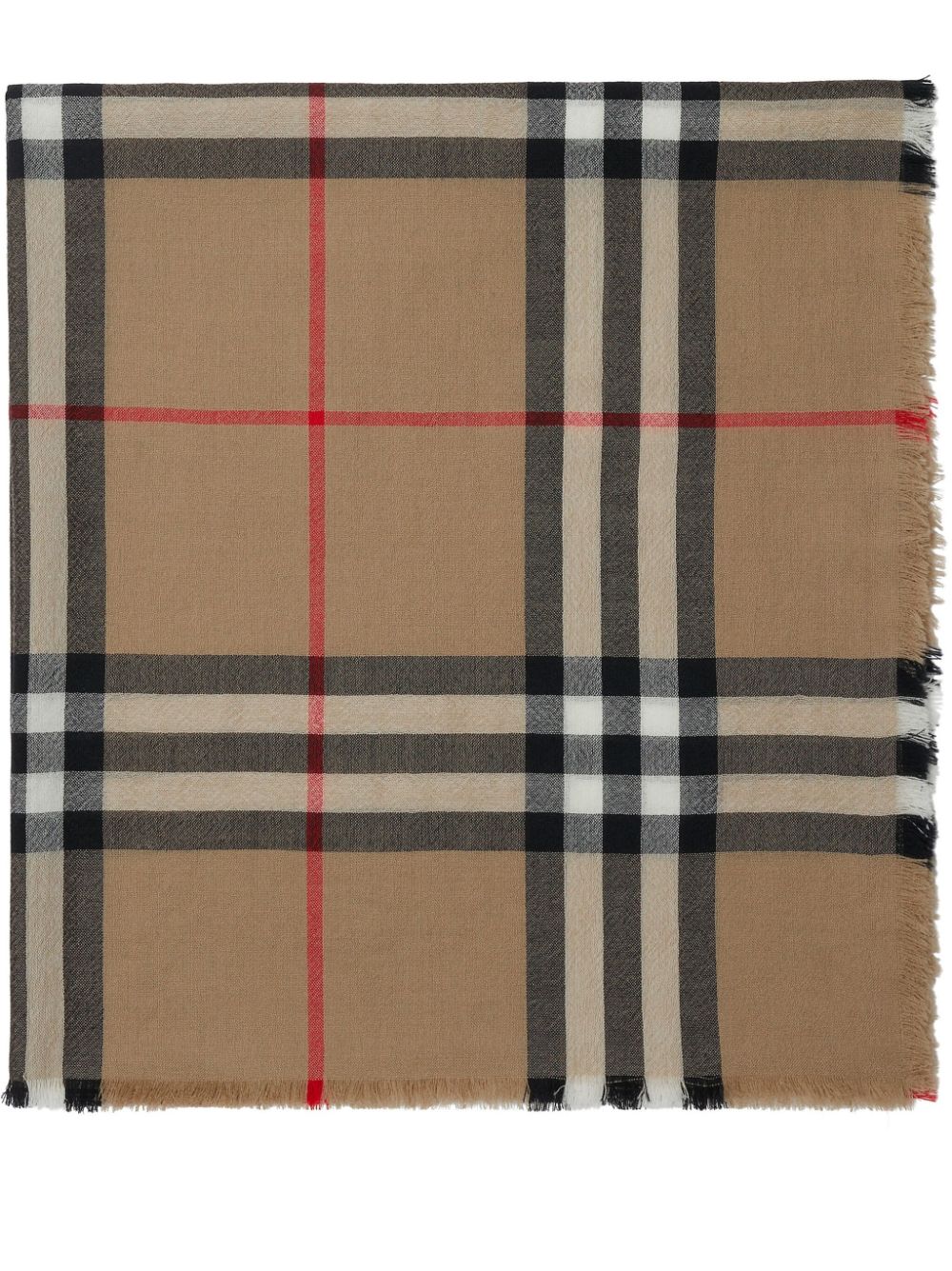 Burberry Vintage Check Frayed-edge Scarf In Brown