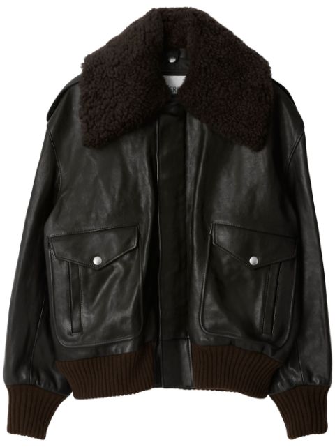 Burberry shearling-collar leather jacket 