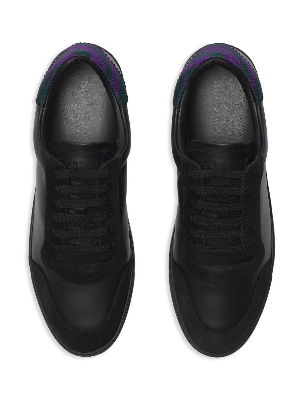 Shop Burberry Round-toe Leather Sneakers In Black