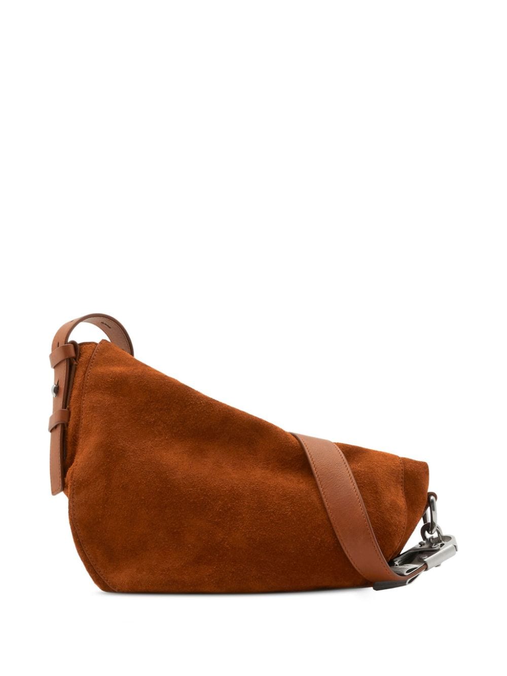 Shop Burberry Asymmetric-design Suede Shoulder Bag In Orange