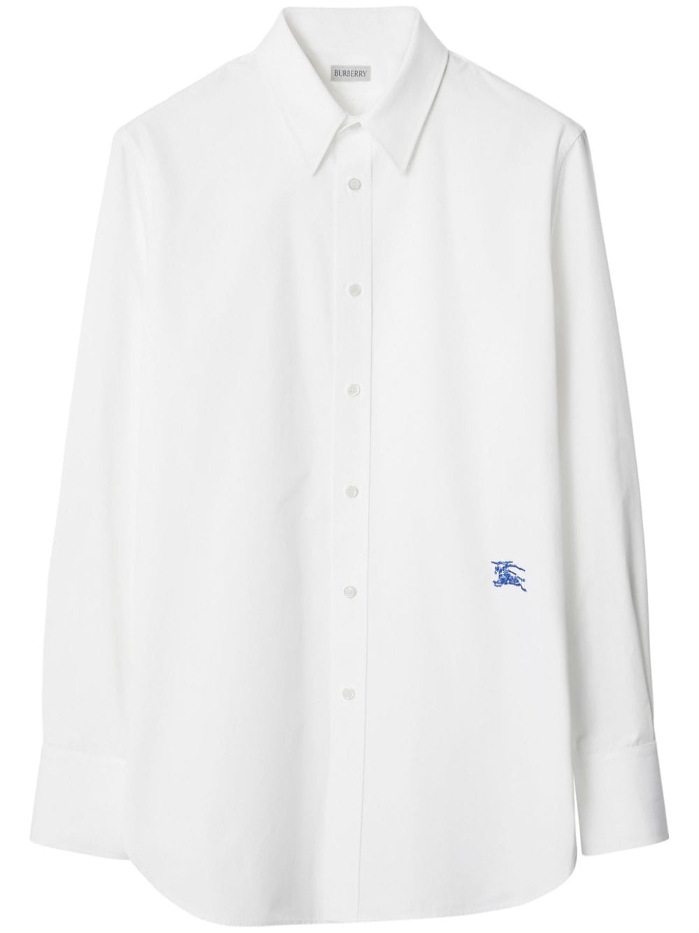 Shop Burberry Equestrian Knight-motif Cotton Shirt In White