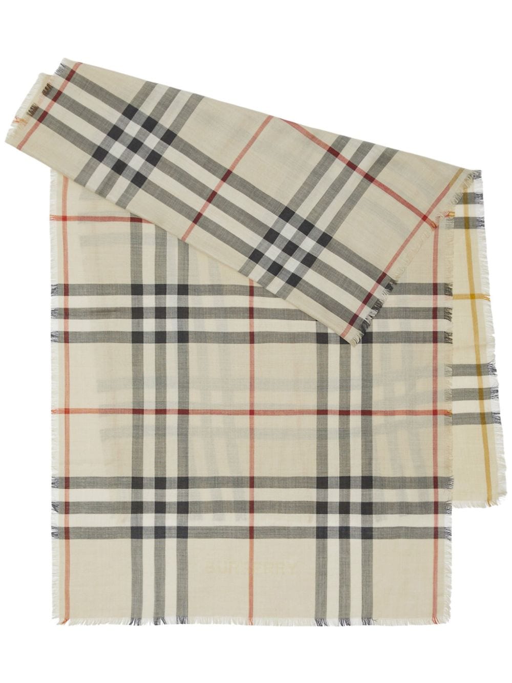 Shop Burberry London-check Reversible Scarf In Nude
