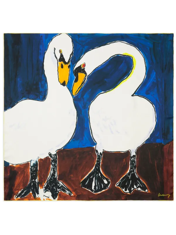 Burberry 白鳥イラストバーバリー スワン柄 シルクスカーフ イタリア製 21413374_51310490_600.jpg