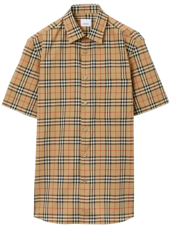 Burberry check-pattern cotton shirt - Brown