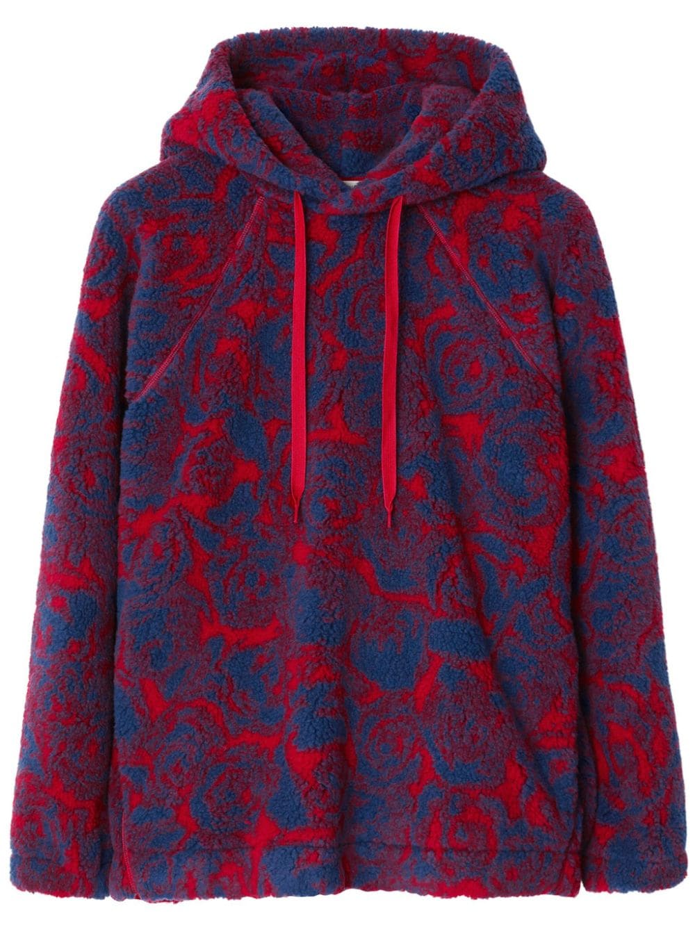rose-print fleece hoodie