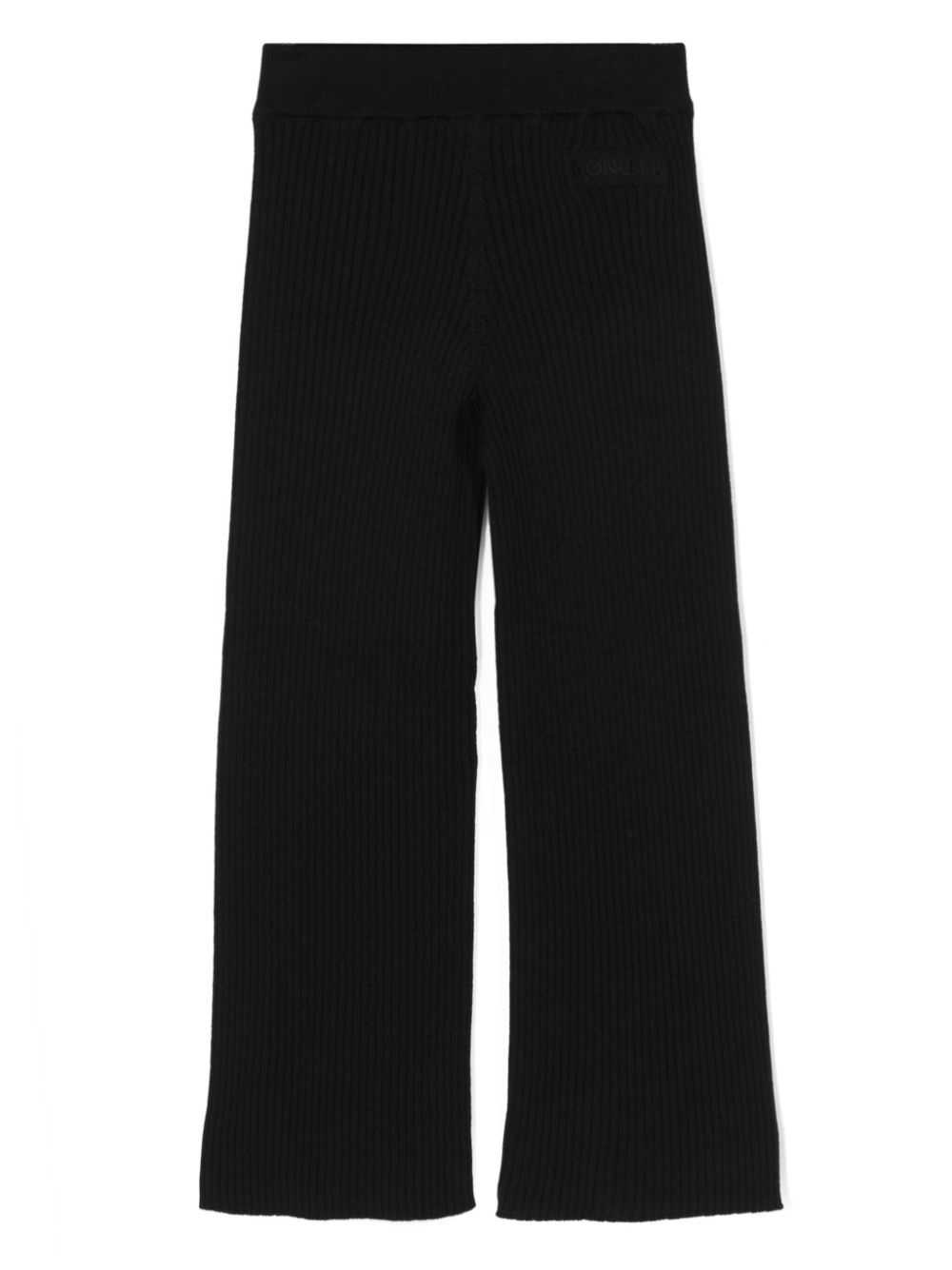 Moncler Enfant logo-patch ribbed-knit trousers - Black