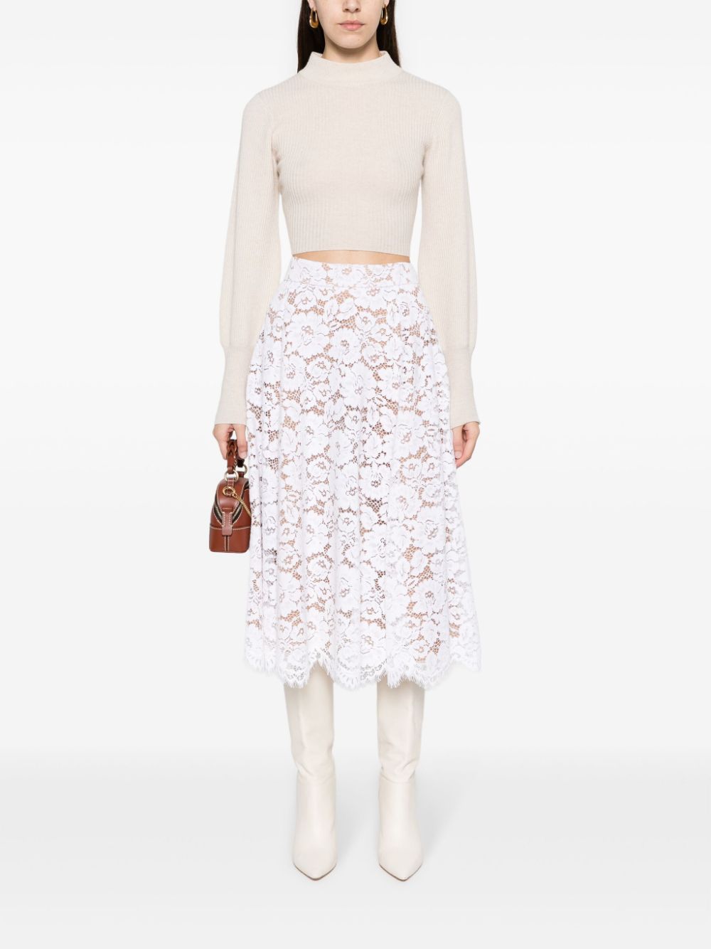 Michael Kors Collection lace-embellished A-line midi skirt - Wit