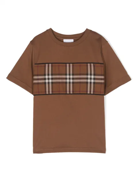 Burberry Kids checked-panel cotton T-shirt