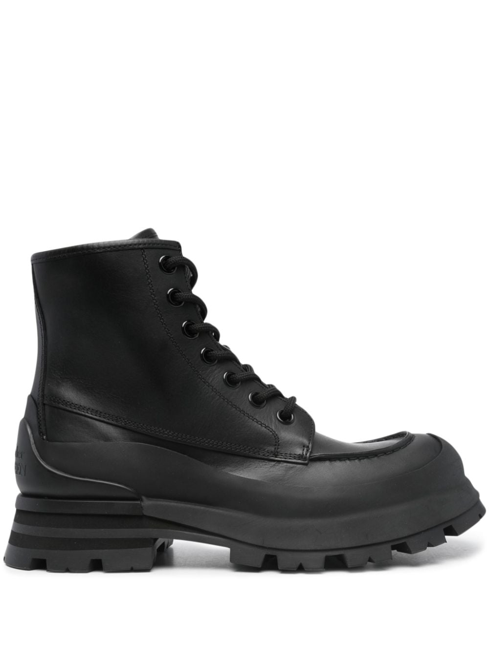 Alexander Mcqueen Lace-up Leather Boots In Schwarz